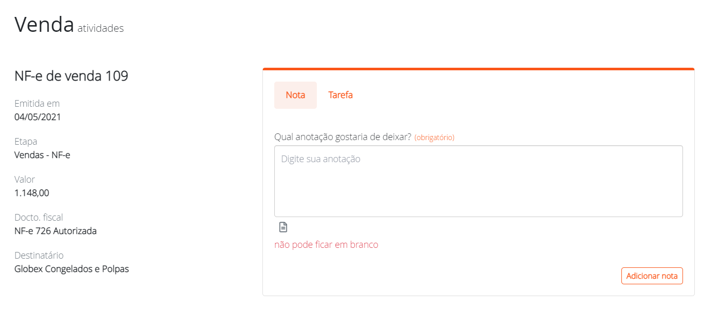 Adicionando uma nota